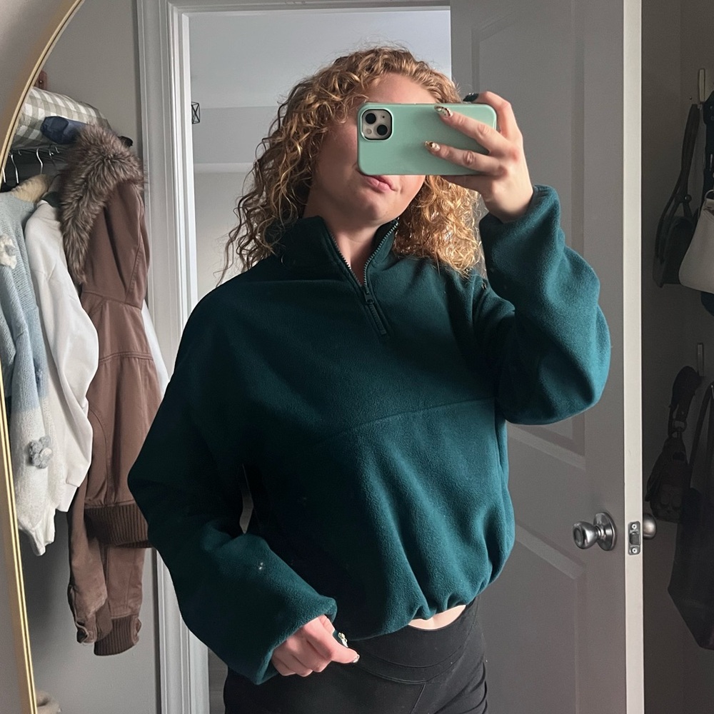 Ardene Green Fleece Quarter-Zip